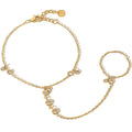 14K Yellow Gold Plated Stainless Steel Hand Chains Bracelet for Women Dainty Cubic Zirconia Bracelet and Ring Chain Body Jewelry
