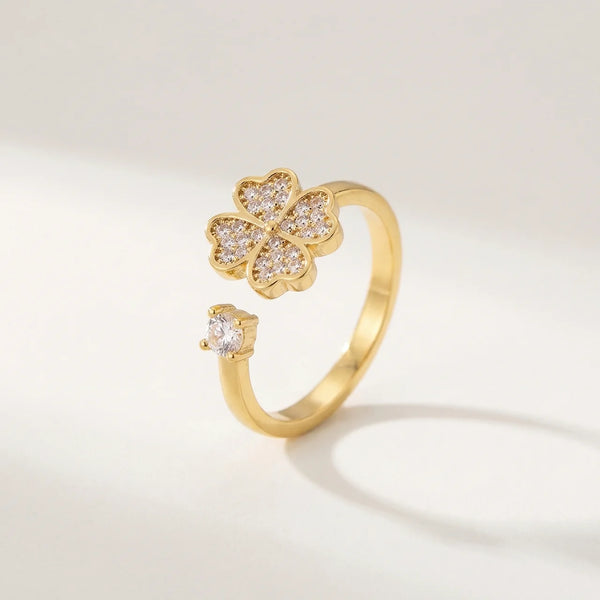 Hushmode - Spinning four-leaf clover ring
