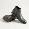 Hushmode - Leather Cap-Toe Side-Zip Boots