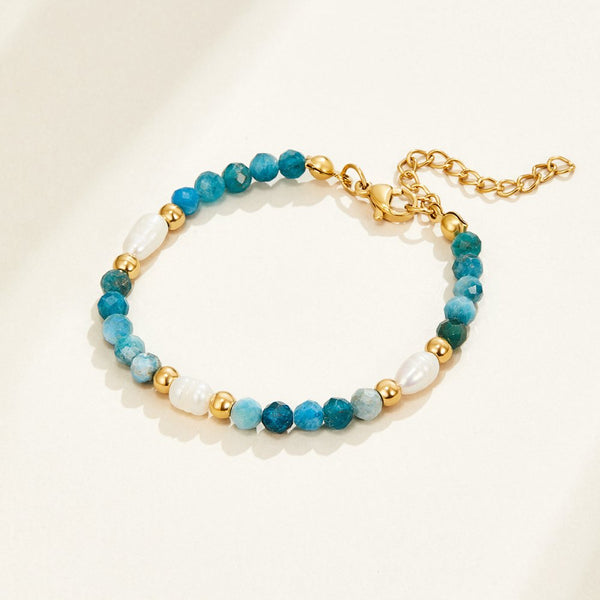 Hushmode - Turquoise Blue & Pearl Bead Bracelet
