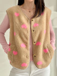 Hushmode — Heart Teddy Vest — Camel & Pink 2