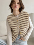 Hushmode — Striped Teddy Vest — Cream & Taupe 1