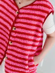 Hushmode — Striped Teddy Vest — Pink & Red 3