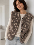 Hushmode — Leopard Teddy Vest — Taupe & Beige 1