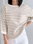 Hushmode — Fluffy Striped Sweater — Beige 3