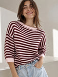 Hushmode — Fluffy Striped Sweater — Bordeaux 1
