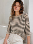 Hushmode — Fluffy Striped Sweater — Cappuccino 1