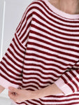 Hushmode — Fluffy Striped Sweater — Bordeaux 3