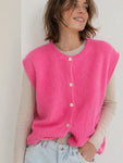 Hushmode — Mohair Knit Vest — Pink 1