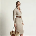 Hushmode - Contrast Knit Midi Dress 2