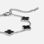 Hushmode - Silver Black Clover Bracelet 4