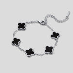 Hushmode - Silver Black Clover Bracelet 1