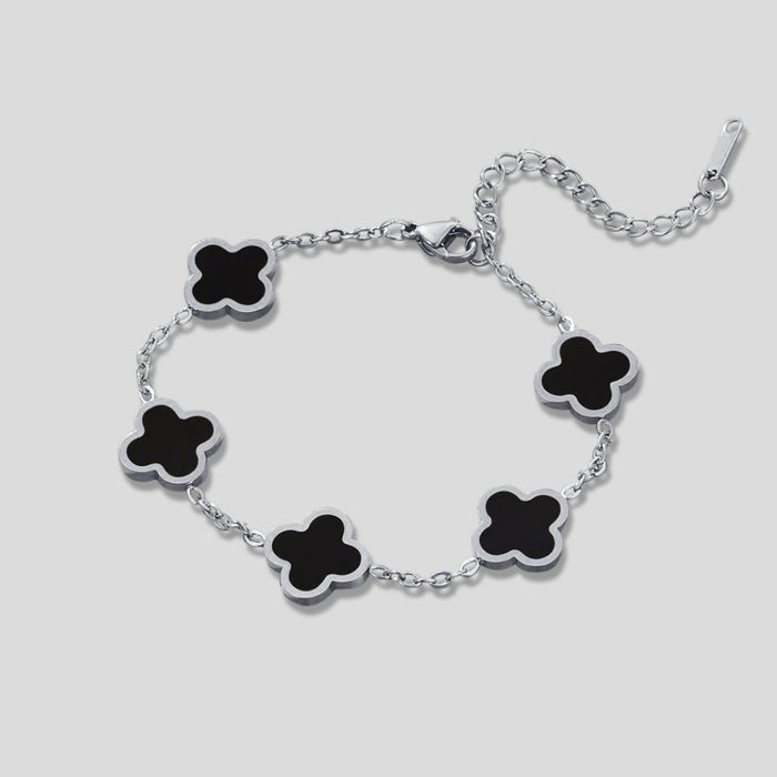 Hushmode - Silver Black Clover Bracelet