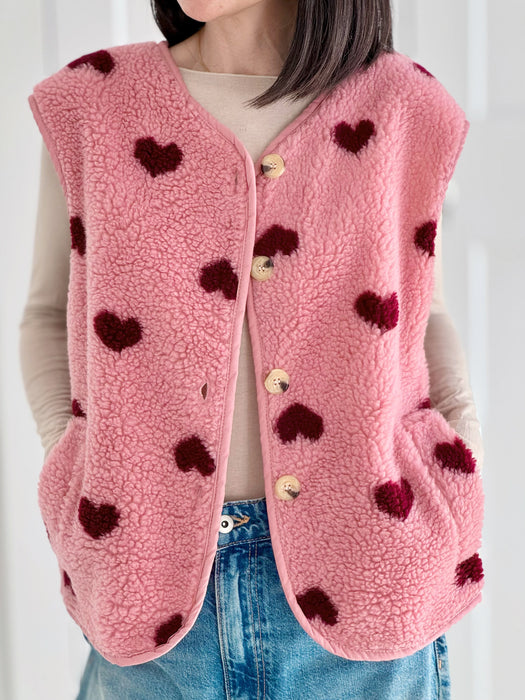 Hushmode — Heart Teddy Vest — Berry