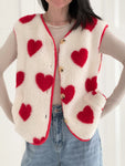 Hushmode — Heart Teddy Vest — White & Red 2
