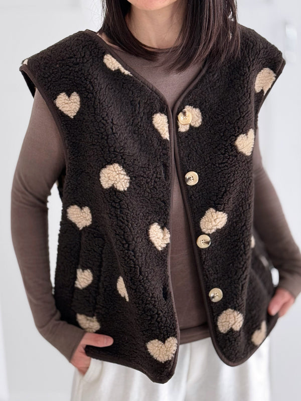Hushmode — Heart Teddy Vest — Chocolate