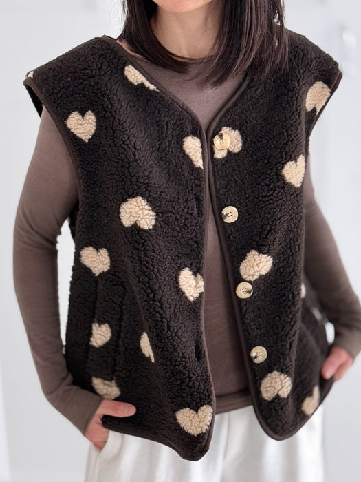 Hushmode — Heart Teddy Vest — Chocolate