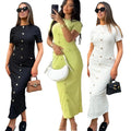 Elegant Autumn Winter Short Dress Polyester High Waist Metal Buckle Thick Tweed Bodycon Skirt Fresh Sweet Style High Waist