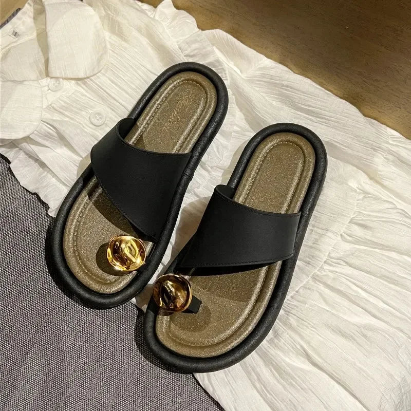 Hushmode - Sculpted Gold Accent Sandals - afbeelding 5