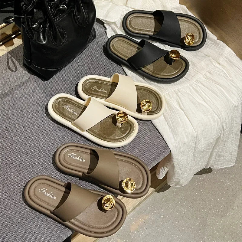Hushmode - Sculpted Gold Accent Sandals - afbeelding 3