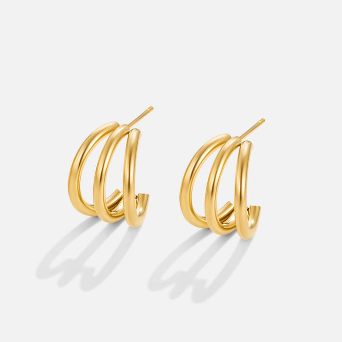 Hushmode - Triple Gold Hoop Earrings