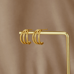 Hushmode - Triple Gold Hoop Earrings 6