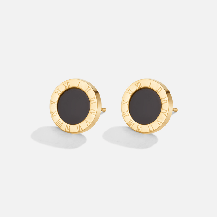 Hushmode - Black Button Stud Earrings