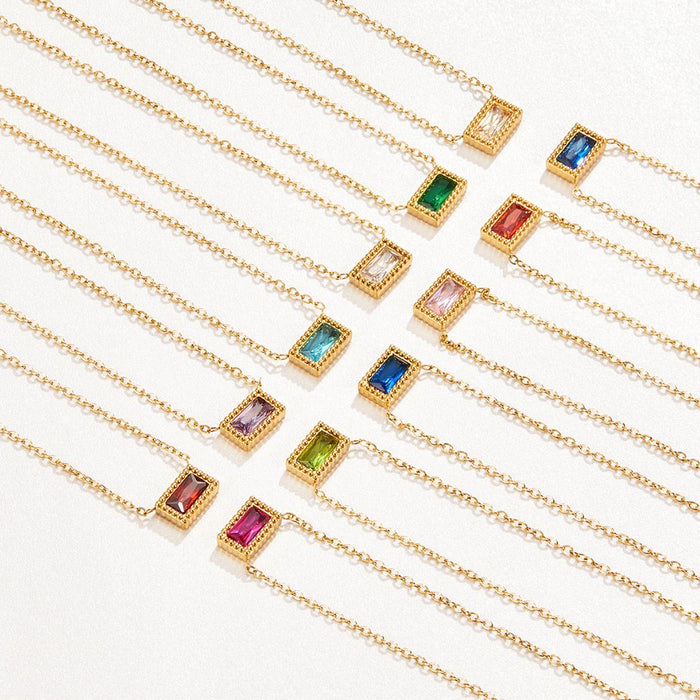 Hushmode - Baguette Birthstone Necklace