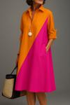 Hushmode - Colorblock Midi Shirt Dress 2