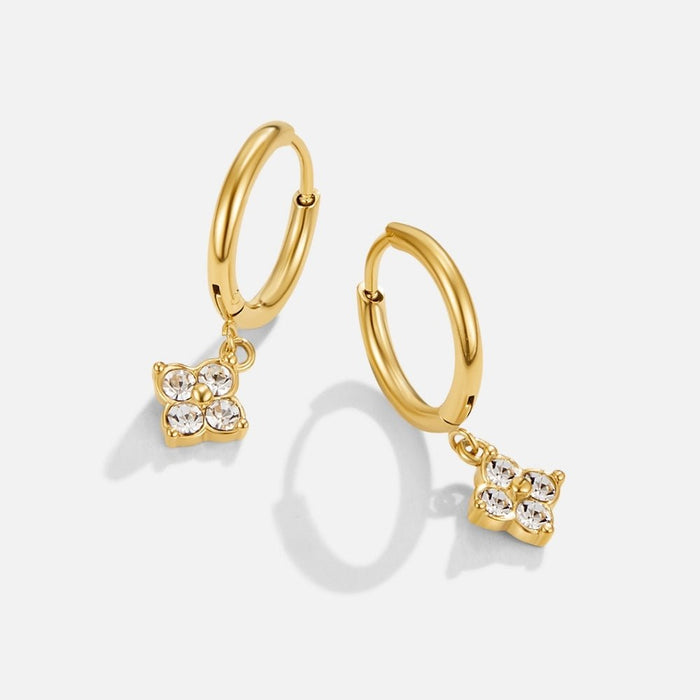 Hushmode - Crystal Four Leaf Clover Drop Earrings