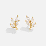 Hushmode - Crystal Leaf Stud Earrings 1