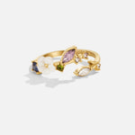 Hushmode - Crystal White Blossom Ring Gold 1