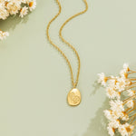 Hushmode - Engraved Wildflower Gold Necklace 1