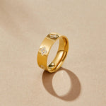 Hushmode - Gold Crystal Clover Band Ring 3