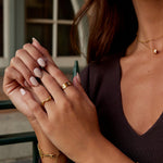 Hushmode - Gold Crystal Clover Band Ring 5