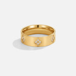 Hushmode - Gold Crystal Clover Band Ring 1