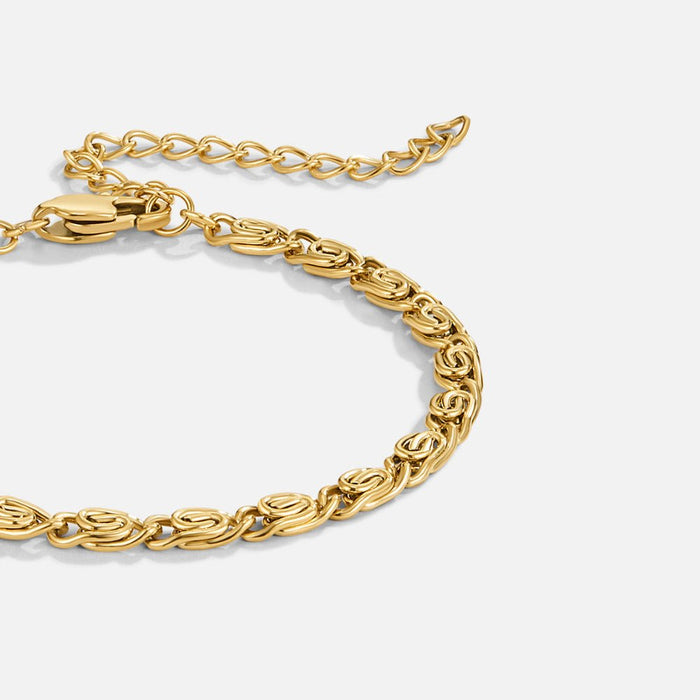 Hushmode - Gold Swirl Link Chain Bracelet