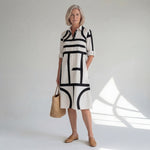 Hushmode - Geometric Midi Dress Black 1
