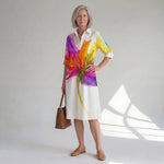 Hushmode - Watercolor Floral Midi Shirt Dress 3