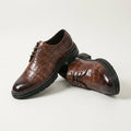 Hushmode - Croc-Embossed Leather Platform Dress Shoes