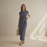 Hushmode - Navy Stripe Maxi Dress 2