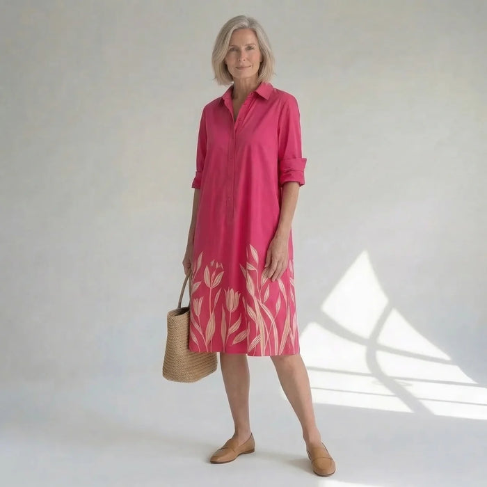 Hushmode - Botanical Midi Shirt Dress