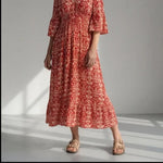 Hushmode - V-neck long dress 2