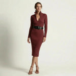 Hushmode - Contrast Knit Midi Dress 5