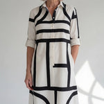 Hushmode - Geometric Midi Dress Black 3