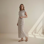 Hushmode - Ivory Stripe Maxi Dress 1