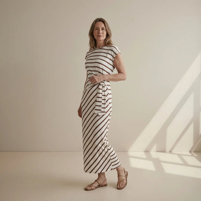 Hushmode - Ivory Stripe Maxi Dress