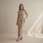 Hushmode - Striped Waist Tie Maxi Dress 1
