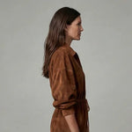 Hushmode - Suede-Effect Zip Midi Dress 3