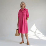 Hushmode - Pink Midi Shirt Dress 3
